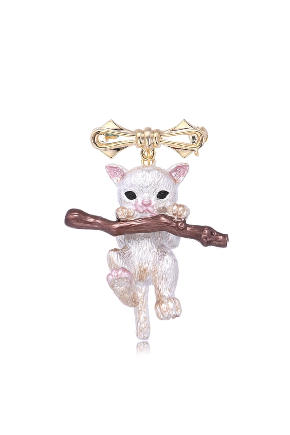Cute White Cat Brooch Cute Animal Pin Accessories Jewelry