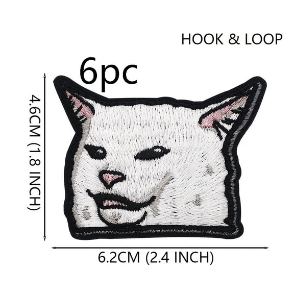 Cute White Cat Embroidered Velcro Patch - Fun Iron-On Patch for Backpacks, Hats, Coats, T-Shirts, and Vests