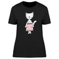 thumbnail image 1 of Cute White Cat In A Pink Dress T-Shirt Women -Image by Shutterstock, Female Small, 1 of 2