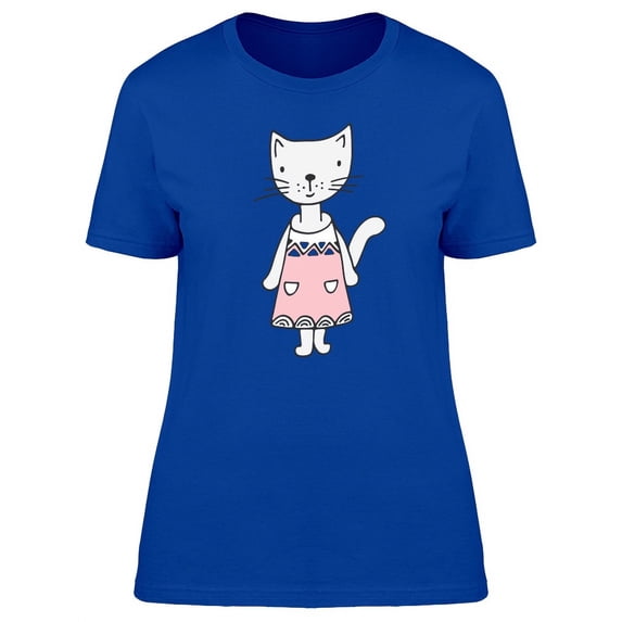 Cute White Cat In A Pink Dress T-Shirt Women -Image by Shutterstock, Female Small