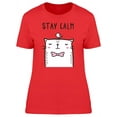 thumbnail image 1 of Cute White Cat "Stay Calm" T-Shirt Women -Image by Shutterstock, Female Small, 1 of 2