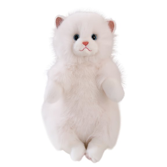 Cute White Cat Stuffed Animals ToyRealistic Cat Plush Doll Perfect for Bedtime, Play Time, and Gifts