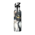 thumbnail image 1 of Cute White Cat and Black Cat Sports Bottle with Straw Stainless Steel Water Jug Portable Thermal Cup Leak-proof 1000ML, 1 of 9