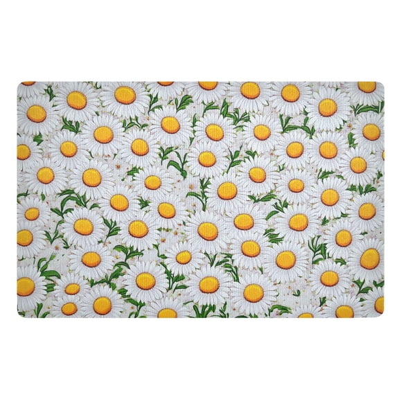 Cute White Daisy Painting Floor Door Mat Outdoor Indoor for Home Entrance Welcome Mats 32"x20"