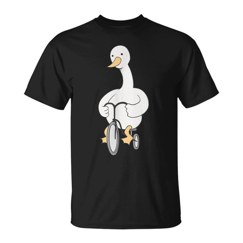 Cute White Duck Riding Bicycle Goose Riding Tricycle Bike Tshirt ...