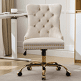 thumbnail image 1 of ENYOPRO Makeup Chair with High Back, Large Velvet Fabric Swivel Task Chair for Home Office, Ergonomic Comfortable Chair, Comfy Chair, Beige, 1 of 7