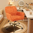 thumbnail image 1 of ENYOPRO Office Chair with Chrome Legs, Ergonomic Teddy Desk Chair Vanity Chair with Wheels, Modern Computer Chair for Home Office,Orange, 1 of 6