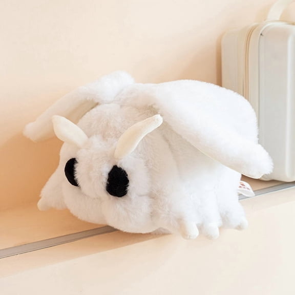 Cute White Fuzzy Moth Plush Toy Stuffed Doll Soft Fluffy Bug Animal Plush Creative Gift