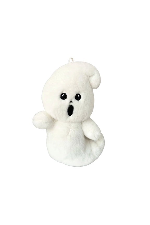 Cute White Ghost Plush Keychain Soft Fuzzy Hanging Ornament for Backpack, Bag & Keys, Halloween & Daily Decor