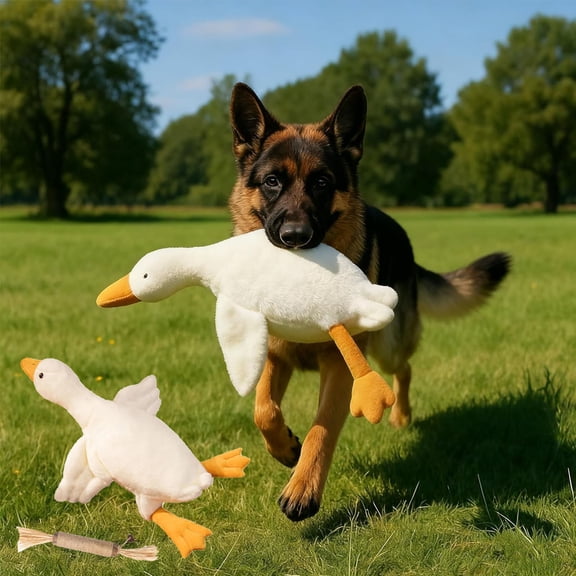 Cute White Goose Stuffed Animal Duck Plush,Goose Stuffed Animal Pillow Toy,Dog Toy Stuffed Pillow Toy Puppy Interactive Chew Toys Calming Pet Puppy Plush for Exercise Company Indoor Outdoor Play