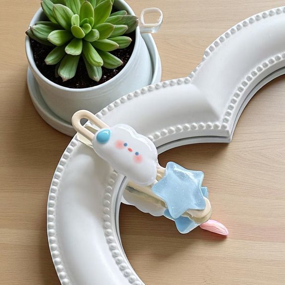 Cute White Kawaii Cloud Hair Clip Non Slip Cartoon Hairpin for Girls Bangs and Side Hair 1 Piece