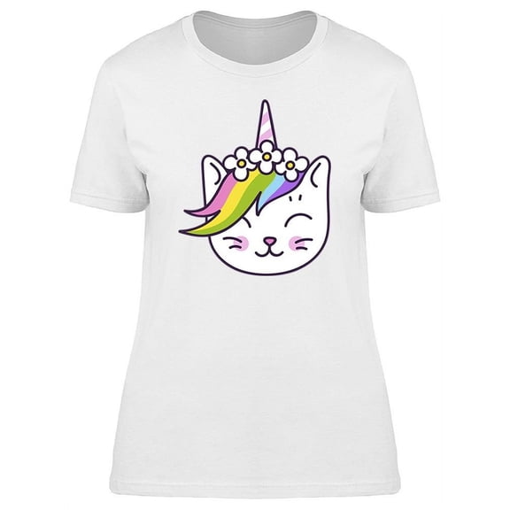 Cute White Kitten Unicorn  T-Shirt Women -Image by Shutterstock, Female x-Large