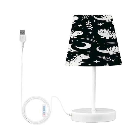 Cute White Lined Dinosaur Desk Lamp LED Table Nightstand Lamps with 3 Color Temperatures for Home Bedroom Living Room Decor 8x12