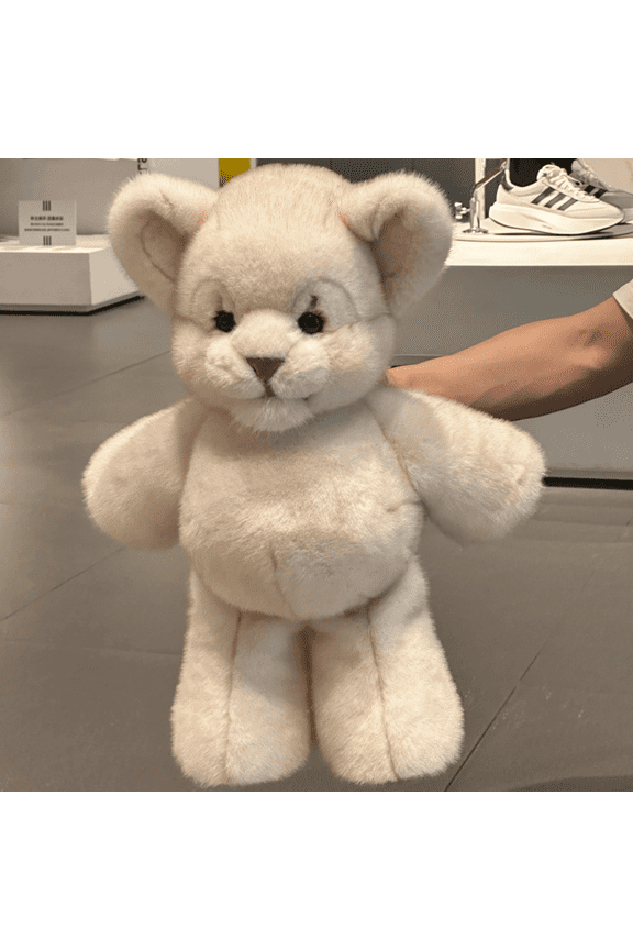 Cute White Lion Stuffed Animal Plush, Soft Kawaii Lion Cub Plush Pillow with Faux Mink Fabric, Fluffy Animal Plushie for Collectors & Room Dcor