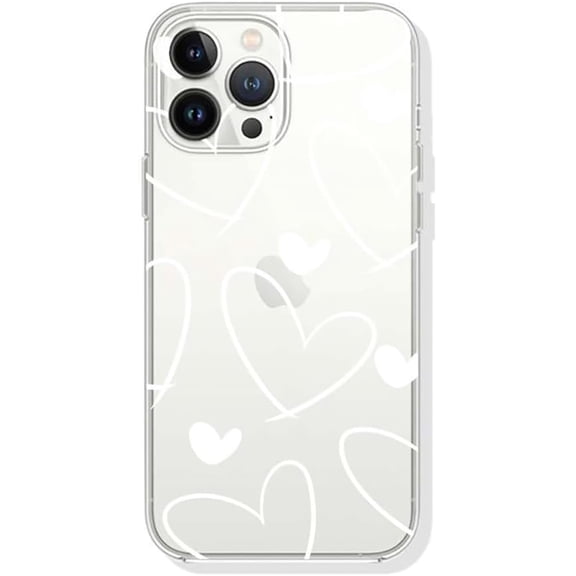 Cute White Love Heart Clear Soft Phone Case Compatible with iPhone Case (Clear,iPhone 11 Pro)