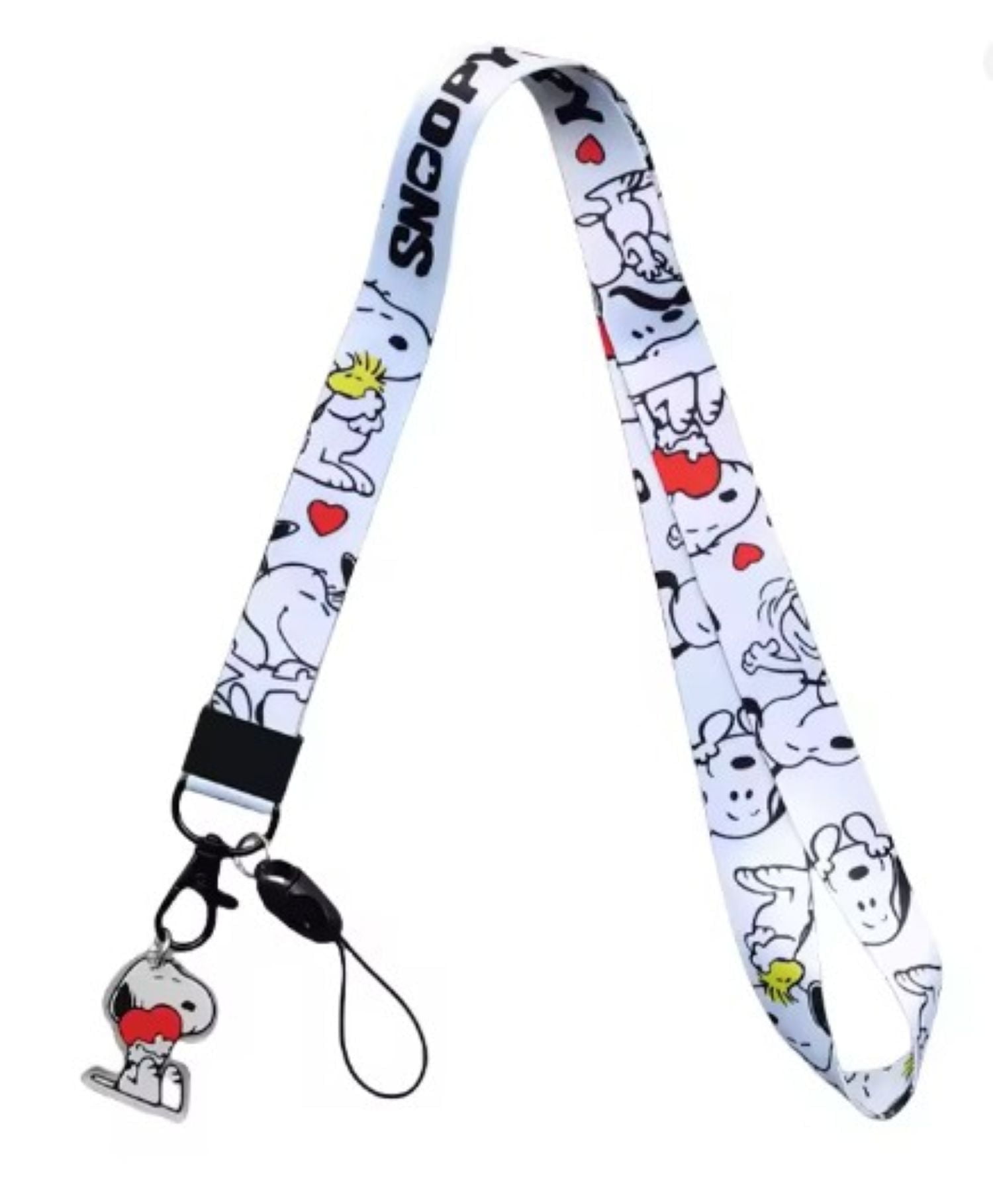 Cute White Peanuts Cartoon Dog Lanyard with Charm – Double-Sided Neck ...