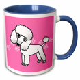 thumbnail image 1 of 3drose, Cute White Poodle Pink Paw Print Background, 15oz Two-tone Blue Mug, 1 of 6