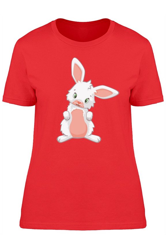 Cute White Rabbit Cartoon T-Shirt Women -Image by Shutterstock, Female Small