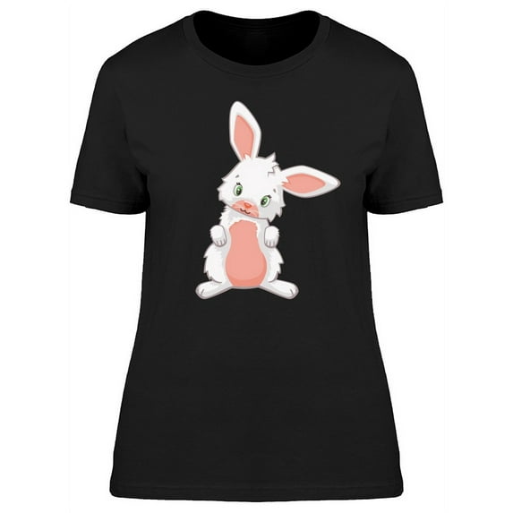 Cute White Rabbit Cartoon T-Shirt Women -Image by Shutterstock, Female XX-Large