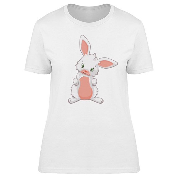 Cute White Rabbit Cartoon Tee Women's -Image by Shutterstock