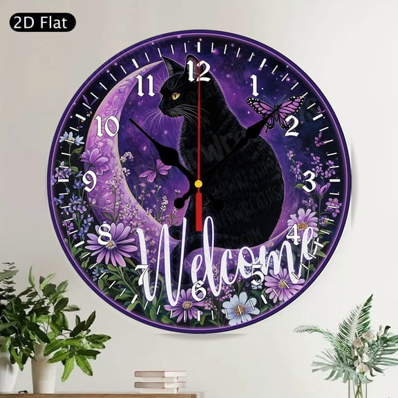 Cute White Rabbit Floral Pastel Silent Round Wall Clock for Nursery Decor