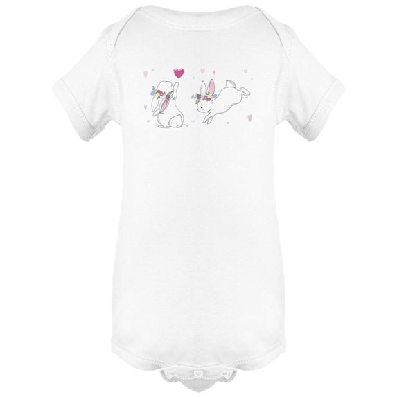 Cute White Romantic Bunny Bodysuit Infant -Image by Shutterstock, 24 Months