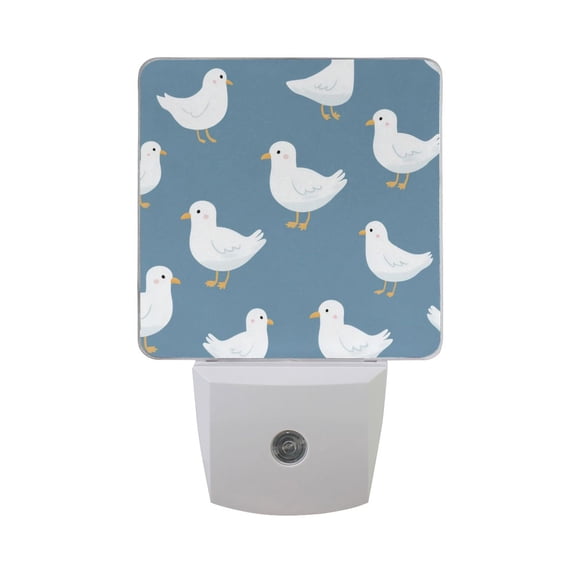Cute White Seagulls Standing LED Night Light Sensor Lamp Plug-in Adjustable Brightness 2 Pack