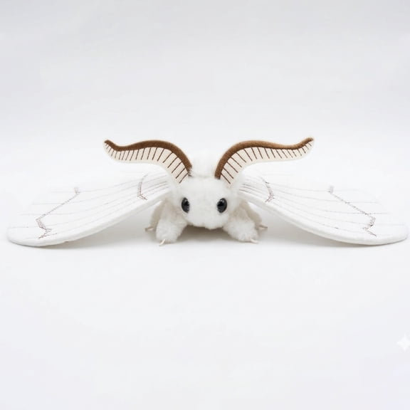 Cute White Silk Moth Plush Stuffed Animal - Realistic Winged Insect Toy, 12"