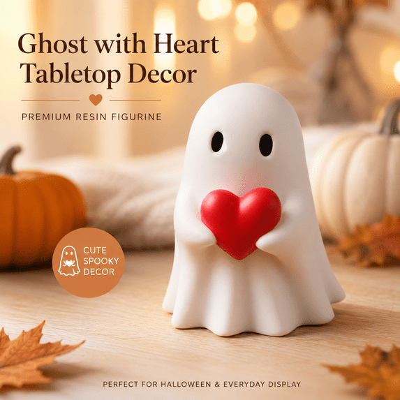 Cute White Soft Ghost Figurines as Desktop Ornaments, Mini Spooky Statue Decorations for Home Bedrooms, Living Rooms, Wall Shelves and Various Halloween Party Tabletop Layouts, White