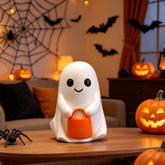 Cute White Soft Ghost Figurines as Desktop Ornaments, Mini Spooky Statue Decorations for Home Bedrooms, Living Rooms, Wall Shelves and Various Halloween Party Tabletop Layouts, White7
