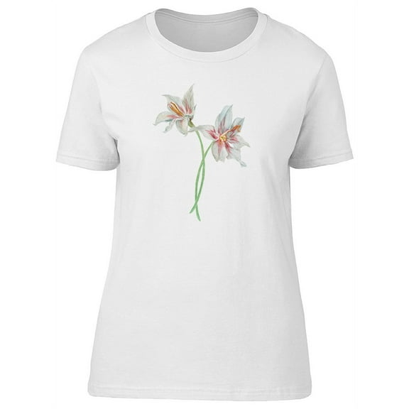 Cute White Tropical Flowers T-Shirt Women -Image by Shutterstock, Female Large