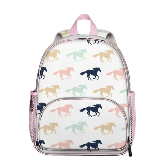 Cute Wild Horse and Unicorn Print Backpack, Lightweight Small Bag with Rainbow and Floral Patterns for Horse Lovers