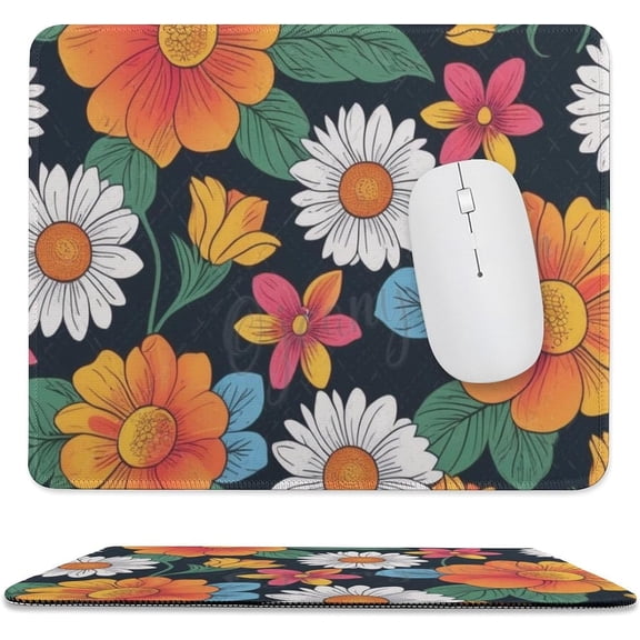 Cute Wildflower Mouse Pad, Floral Flowers Mouse Pad, Spring Flower Desk Decor, Anti Slip Rubber Base Mice pad for Desktop Computer Laptop Office & Home, Gaming Mouse Pads 11.8"x9.8"