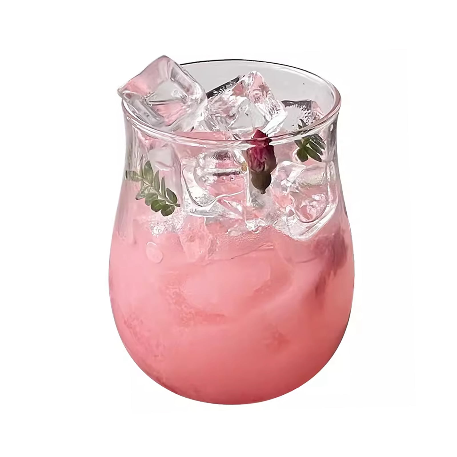 Cute Wine Glasses for Iced Coffee Juice 12oz Tulip Shape Vintage Drinking Glassware  for Iced Coffee Juice Beverage Milk A
