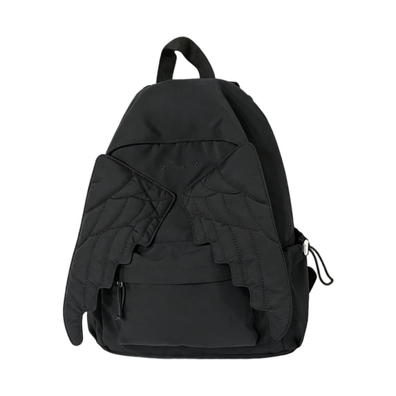 Cute Wing-Shaped School Backpack,Sweet Playful Student Bookbag with Fun Zipper Design for Campus,Classes,Outings,Travel and Everyday School Carry Use,Black
