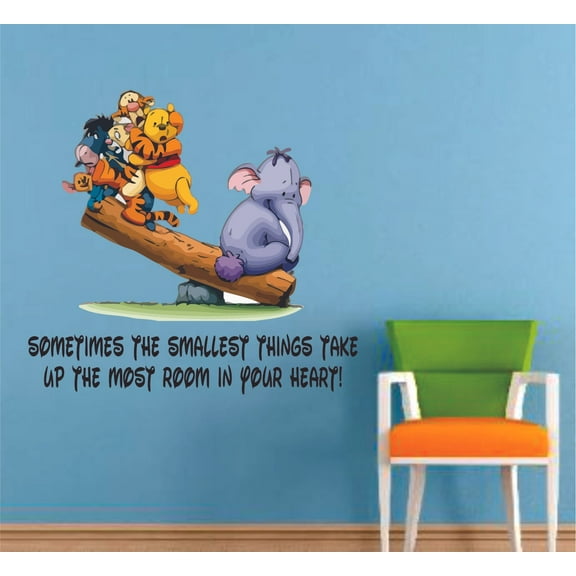 Cute Winnie The Poh And Friends Seesaw Quotes Wall Sticker Art Design Decal for Girls Boys Kids Room Bedroom Nursery Kindergarten House Fun Home Decor Stickers Wall Art Vinyl Decoration (30x30 inch)