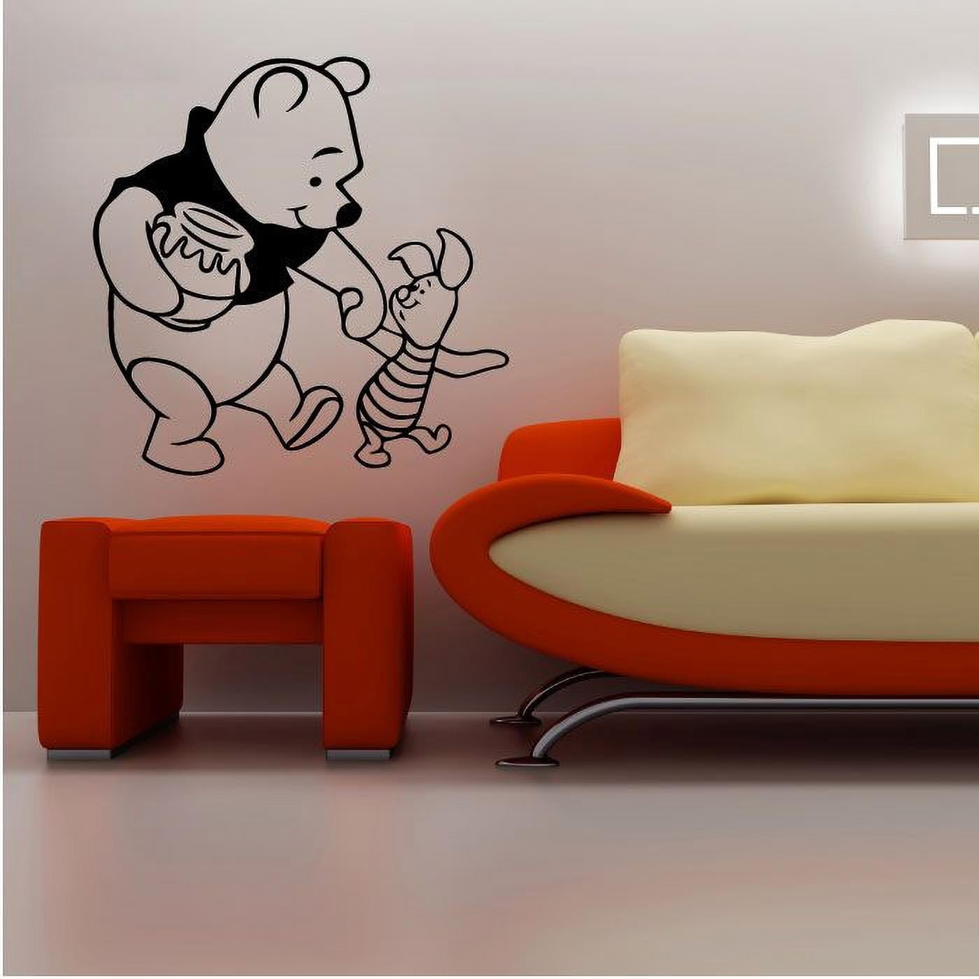 Cute Winnie The Pooh And Piglet Pooh Bear Pooh Happy Bestfriends Silhouette Vinyl Sticker Wall Art Decoration Decal For Kids Baby Girl Baby Boy Room Home Room Wall Sticker Decal Size (40x40 inch)