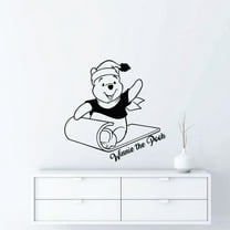 Cute Winnie The Pooh in Sleigh Winnie The Pooh Teddy Bear Cartoon Character Vinyl Wall Decal Art Decor Home Kids Room Girls Boys Bedroom Living Room Winnie The Pooh Home Décor Design Size (18x20 inch)