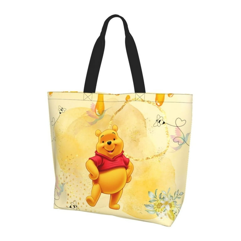 Cute Winnie The Poo Extra Large Canvas Tote Bag for Gym Beach