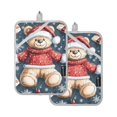 thumbnail image 1 of Cute Winter Bear Oven Mitts Pot Holders 2 pcs Heat Resistant for Kitchen Baking Grilling, 1 of 7