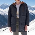 thumbnail image 1 of Cute Winter Coats for Women Winter Long Jackets for Women Warm Coat Quilted Fleece Lined Button Overcoat Casual Cotton Padded Outwear Coats with Pockets Black XXL, 1 of 6