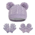 thumbnail image 1 of Cute Winter Hat & Glove Sets for Boys Girls Size 1-5 Toddlers Fleece Lined Thermal Warm Pom-Pom Beanies Hats Gloves and Mittens 3 Piece Set, 1 of 1