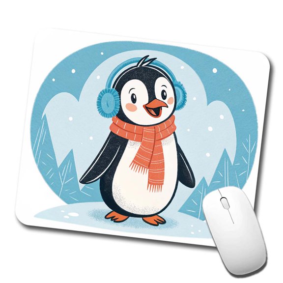 Cute Winter Penguin Scarf Mouse Pad Low Profile Gaming Mat