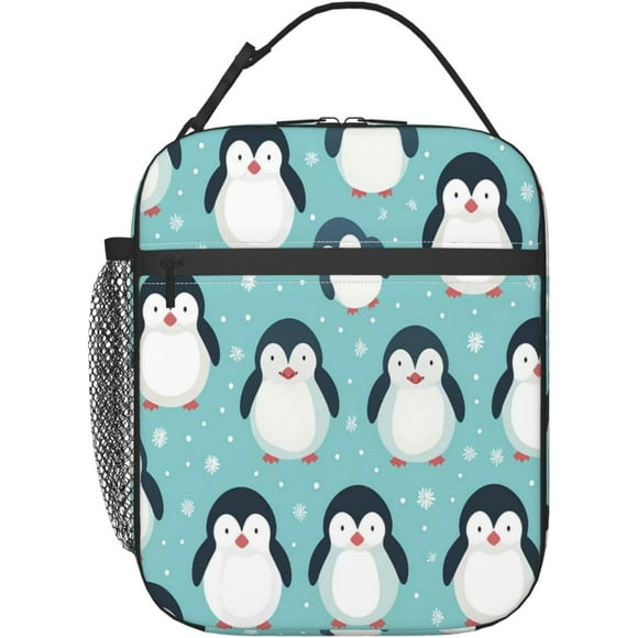 Cute Winter Penguin Snow Lunch Bag Lunch Box for Women Men Adults Insulated Reusable Lunch Bags Leakproof Thermal Cooler Lunch Bag Meal Prep for Work Office