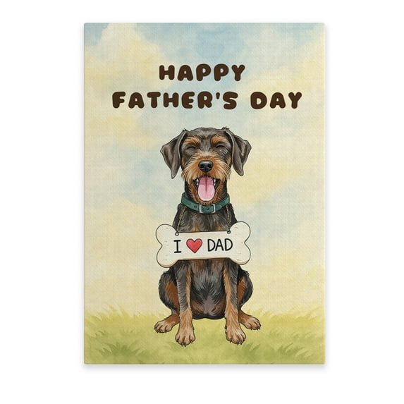 Cute Wirehaired Pointing Griffon Loves Dad Happy Father's Day Vertical Matte Canvas Poster Dog Lover Wall Art Home Decor - 12008