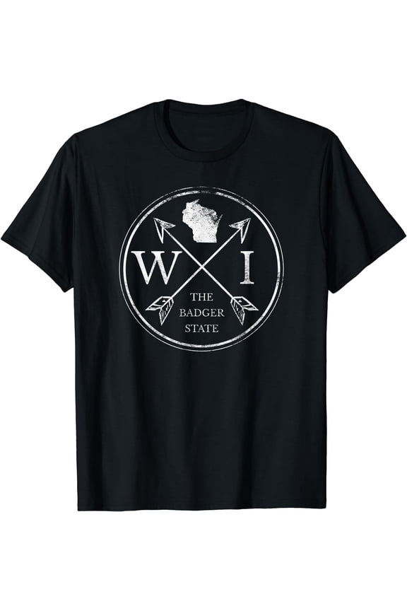 Cute Wisconsin WI The Badger State Map Wisconsin T-Shirt Black X-Large
