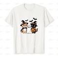 thumbnail image 1 of Cute Witch Cat With Ghost Cartoon Retro Halloween Fun Style Graphic T-Shirt up to size 5XL, 1 of 2