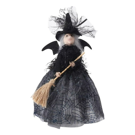 Cute Witch Doll Witch Collectible Figurine Photo Props for Home Bedroom Desktop Cake Topper Decoration Ornaments Black