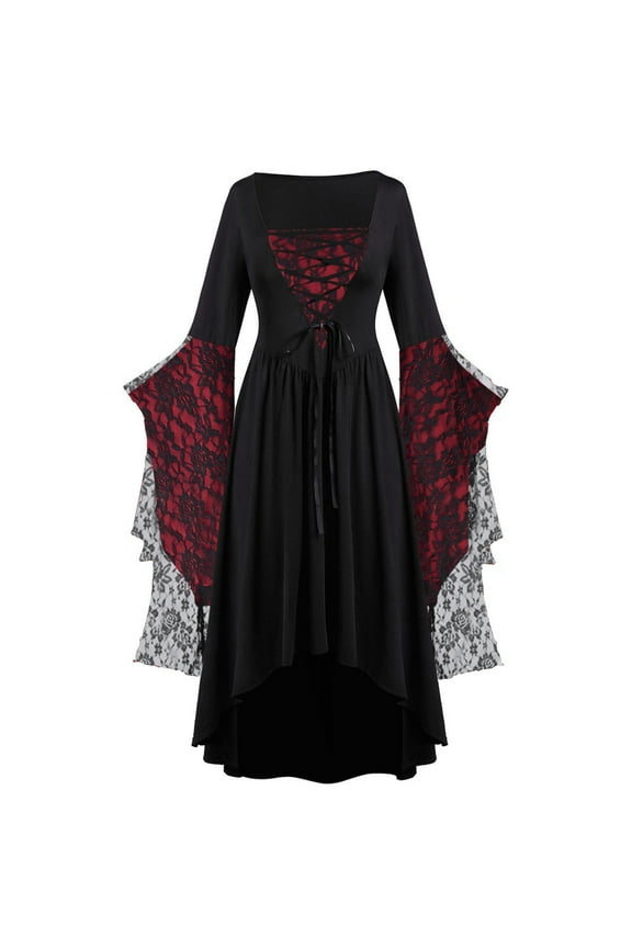 Cute Witch Dresses for Women,Medieval Gothic Dresses for Women Vintage Renaissance Faire Dresses Retro Viking Irish Dress Victorian Witch Clothes Renaissance Accessories