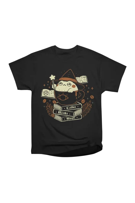 Cute Witch Frog Coffee Books Magic T-Shirt Tee Gift For Him Merch For Her Apparel For Frie